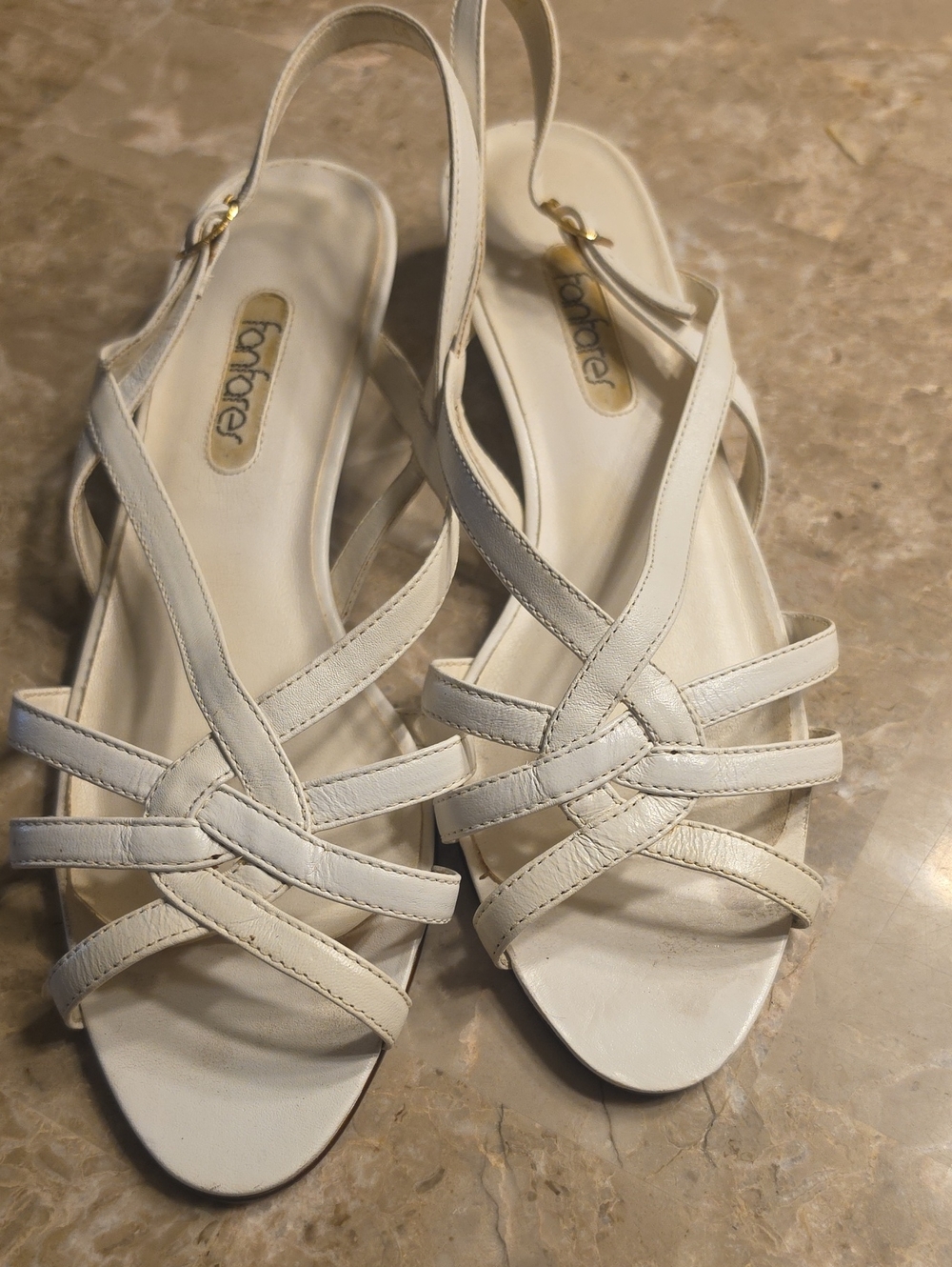 Farraré White Braided Slingback Sandals for Women Vintage